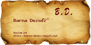 Barna Dezső névjegykártya